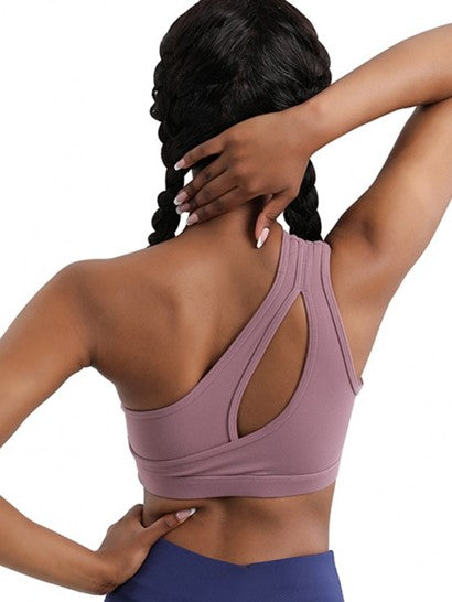 Asymmetrical One Shoulder Cut Out Sports Bra